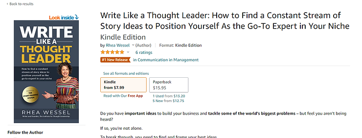Write Like a Thought Leader is #1 New Release in Communication in Management